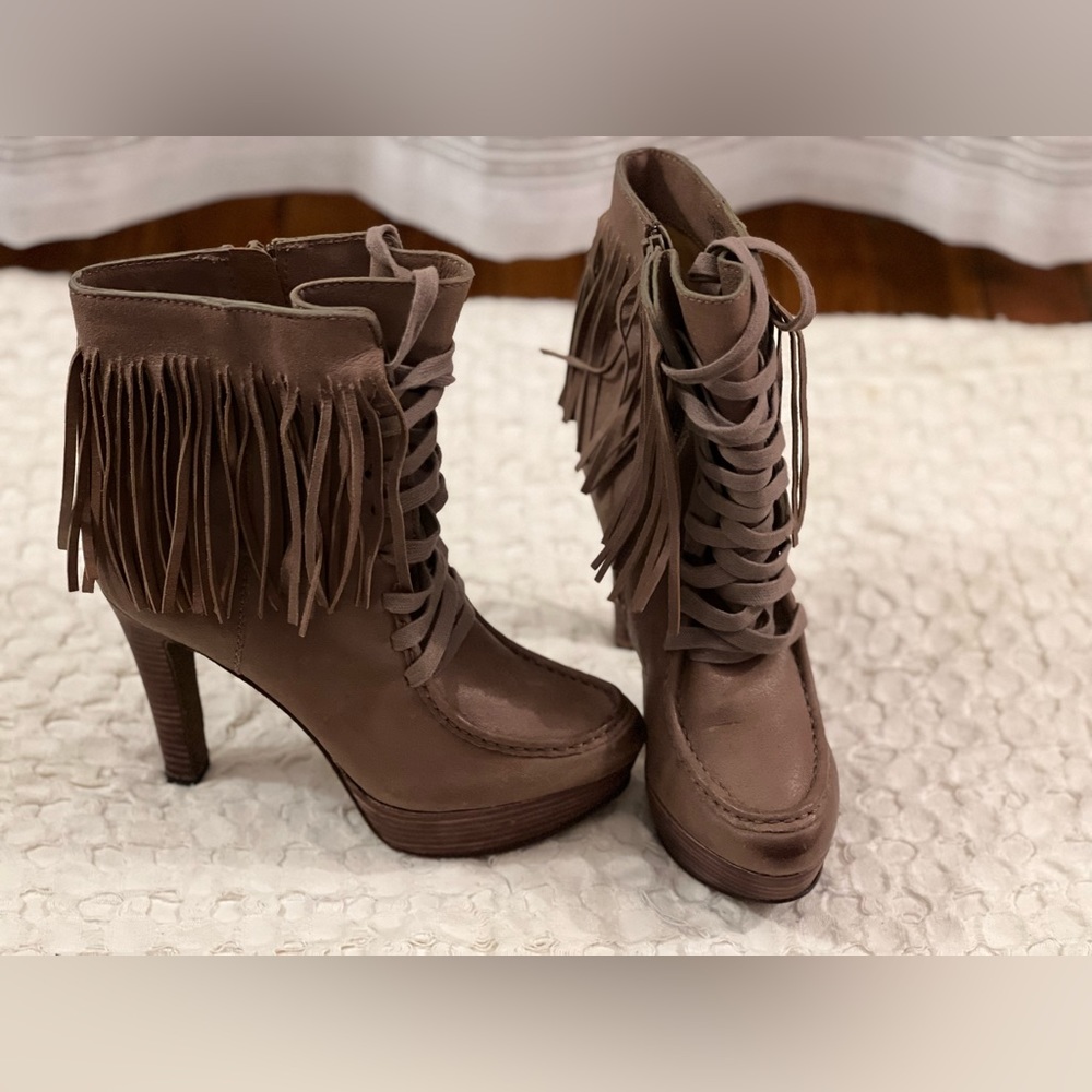 Nine West leather fringe Booties